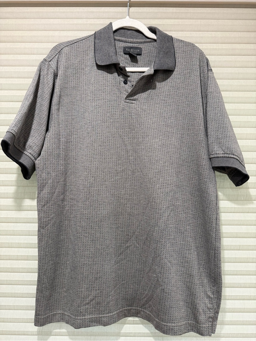 Van Heusen Men's Heather Gray Polo with Dark Trim
